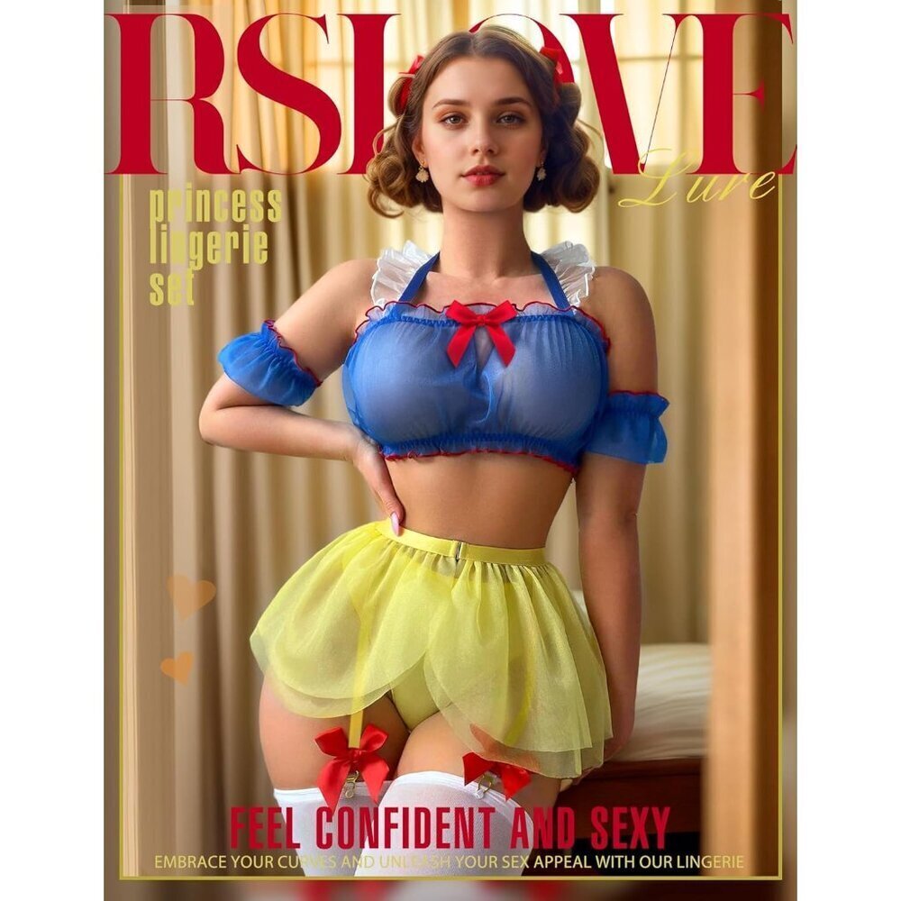 Sexy Princess Lingerie Set Mesh Costume Role Play Halloween Cosplay - Picture 2 of 5